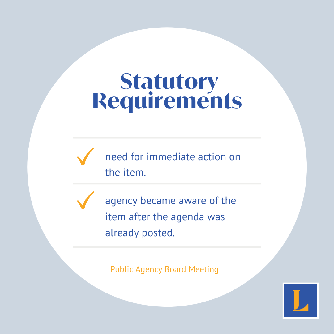 Public Agency Board Meeting Agendas Adding an Item After the Agenda